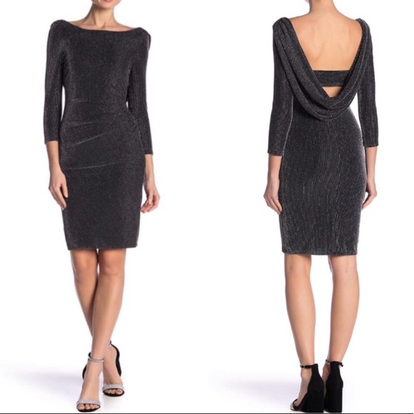 Bebe metallic knit cowl back mini dress - Picture 3 of 9